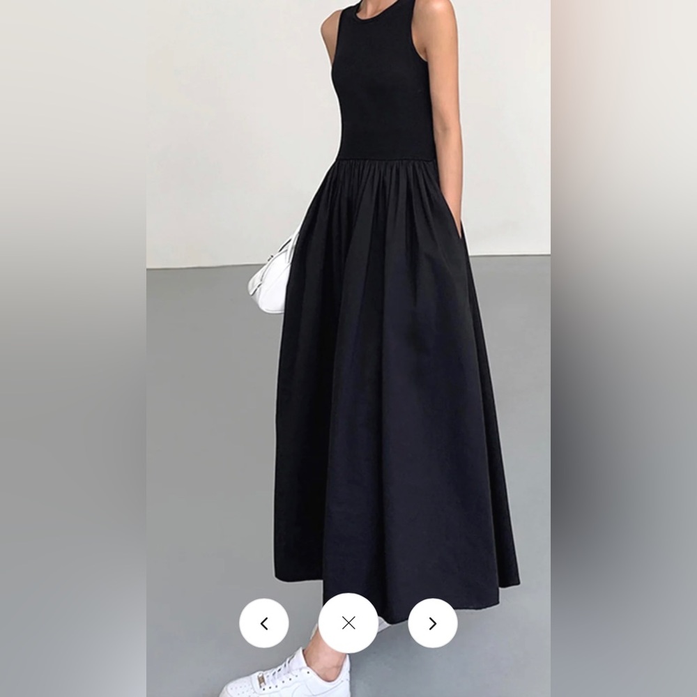 NWT Commense black midi dress with pockets, size medium
